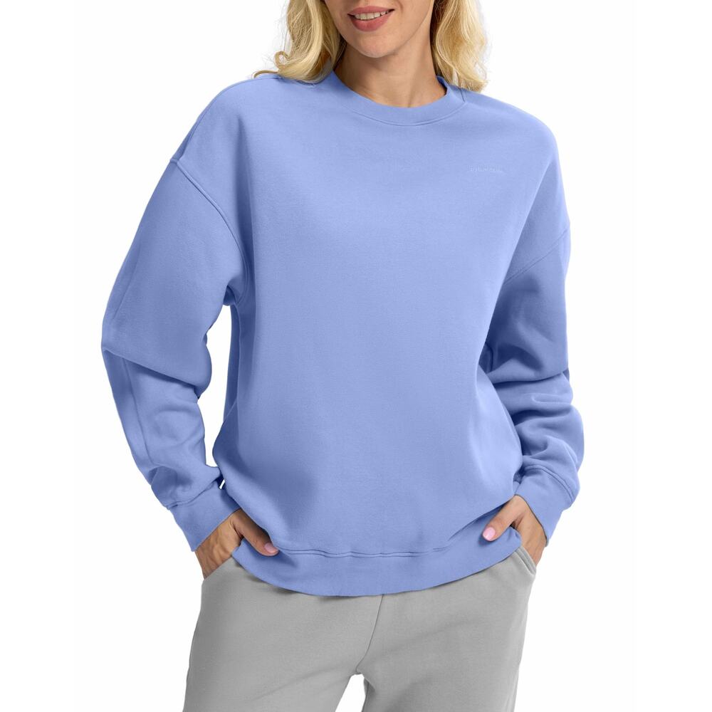 NWT XL Crew Neck, Loose Fit, Cotton and Fleece Blend Sweatshirt in Light Purple